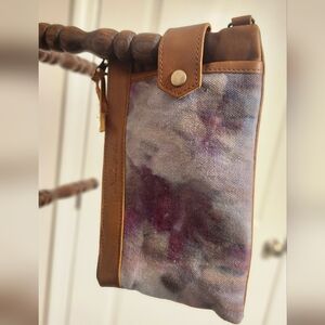 Canvas & Leather Wristlet in Purple Wash